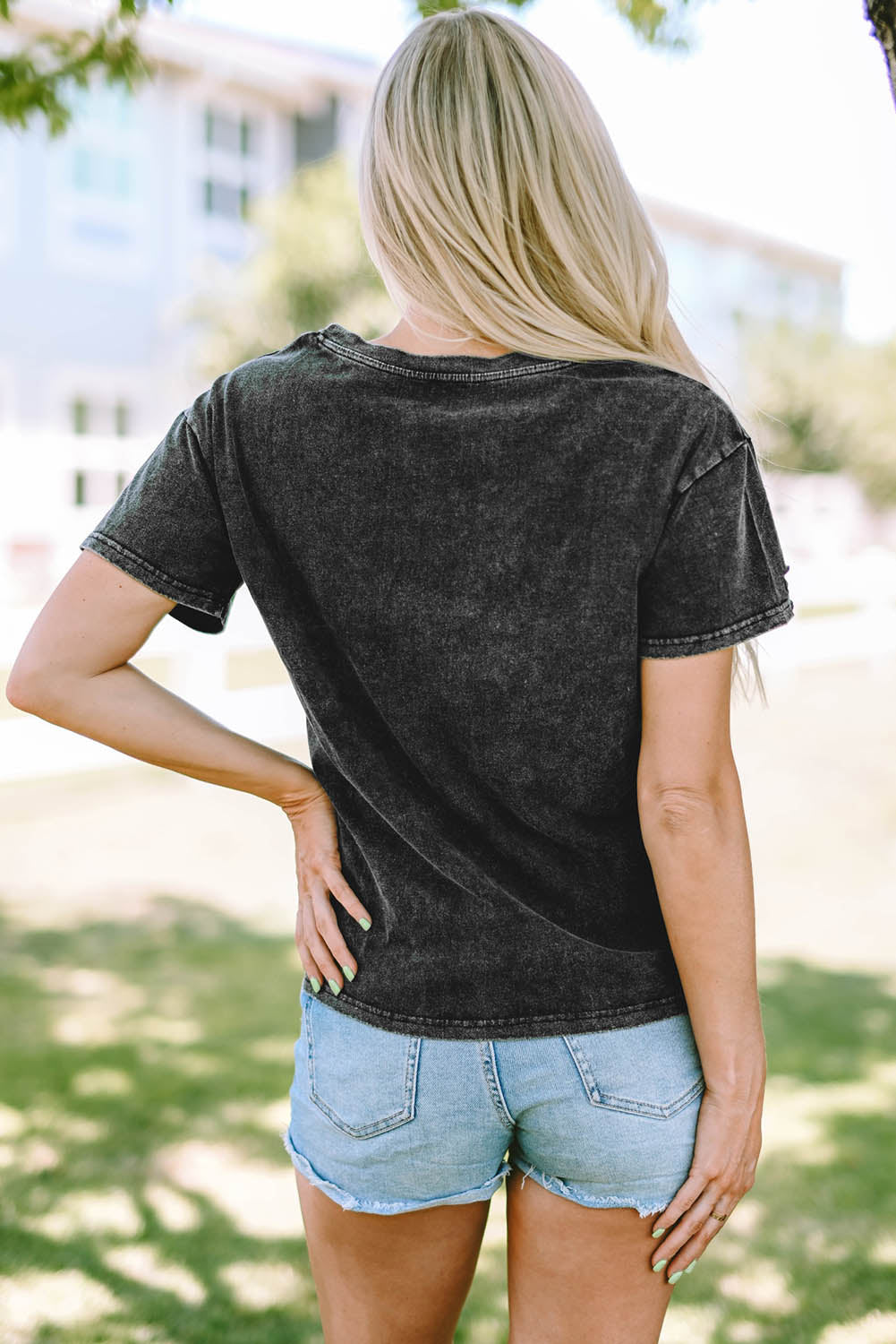 Black Distressed Tie-dye USA Flag Print T-shirt