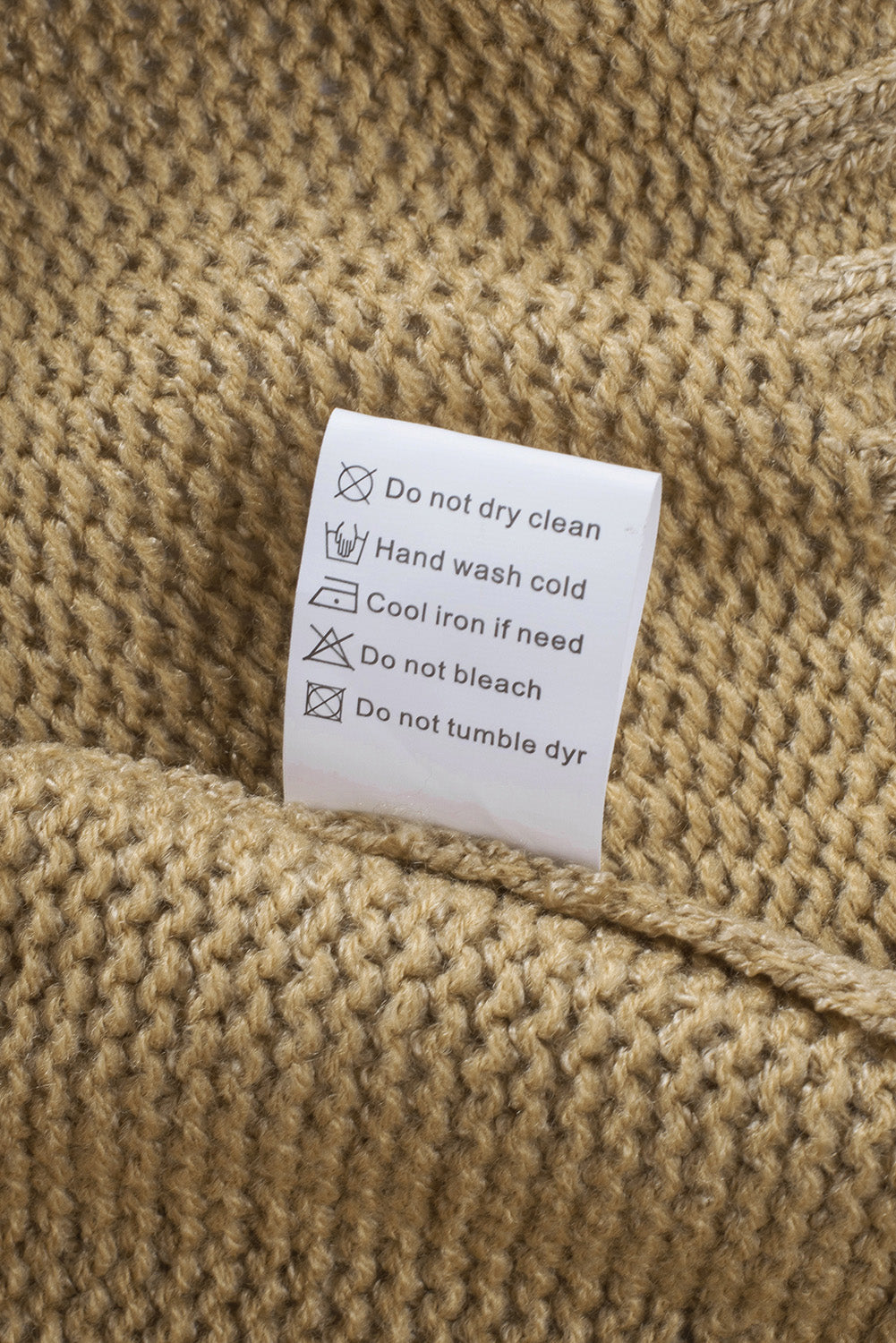 Khaki Ribbed Trim Oversize Sweater