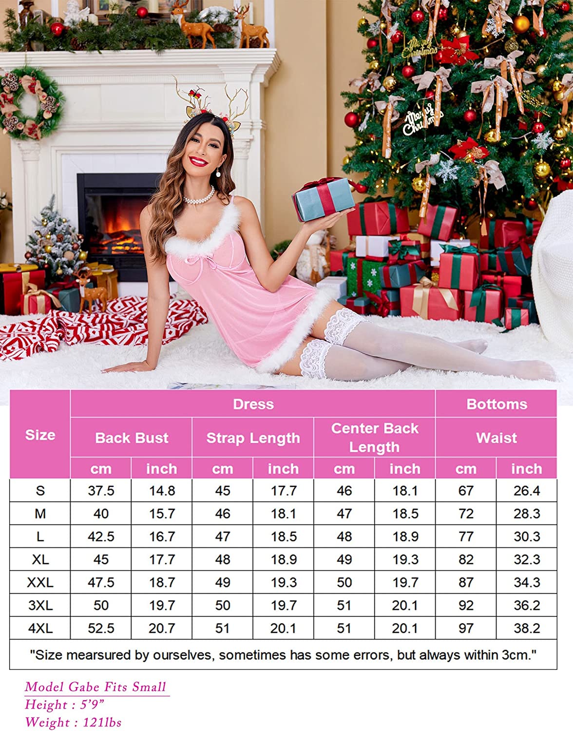 Avidlove Christmas Lingerie Santa Dress Red Babydolls Lace Chemise