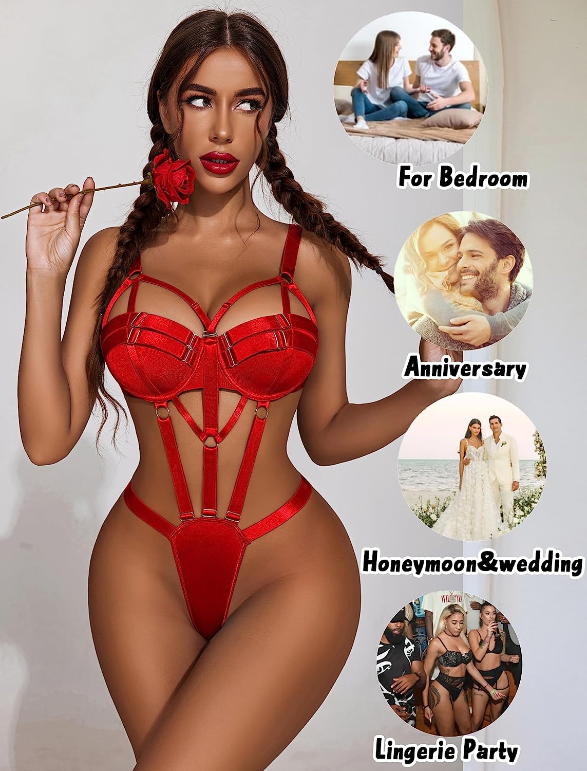 Avidlove Bondaged Lingerie Set Underwired Push Up Teddy Lingerie One Piece Babydoll