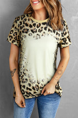 Leopard Leopard Bleached O-neck T Shirt