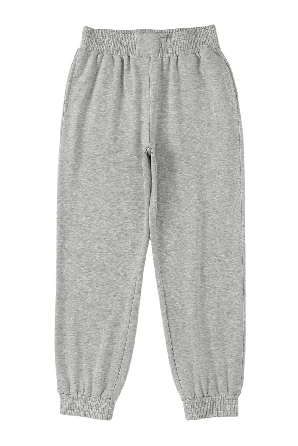 Gray Smocked High Waist Jogger Pants