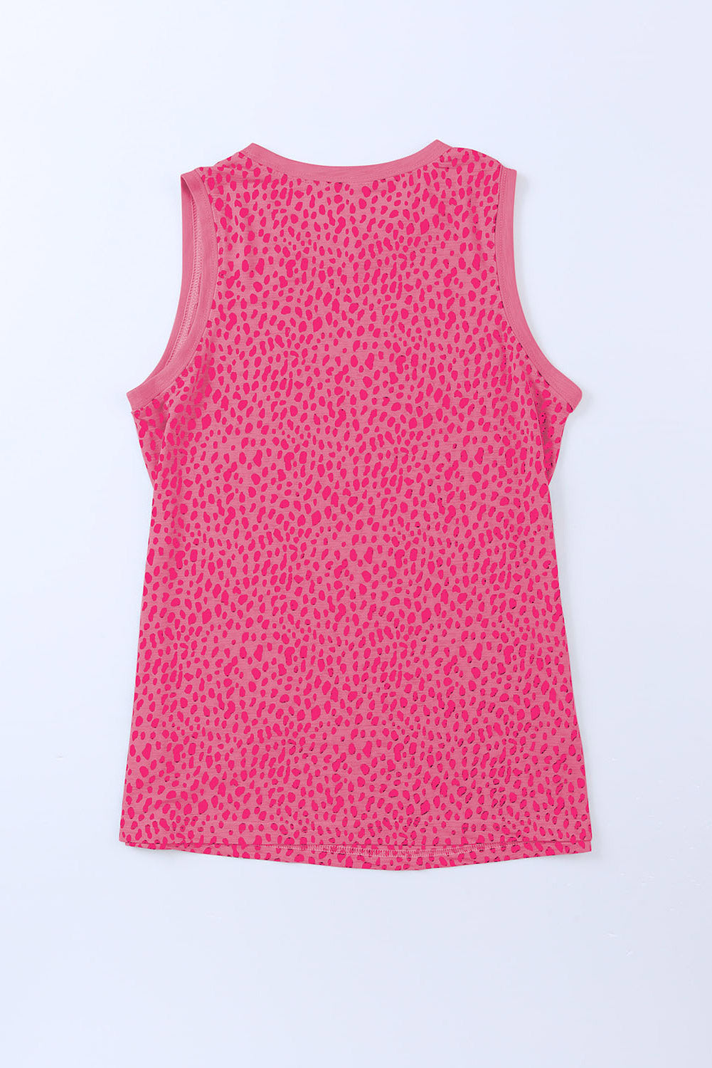 Pink Leopard Print Round Neck Tank Top