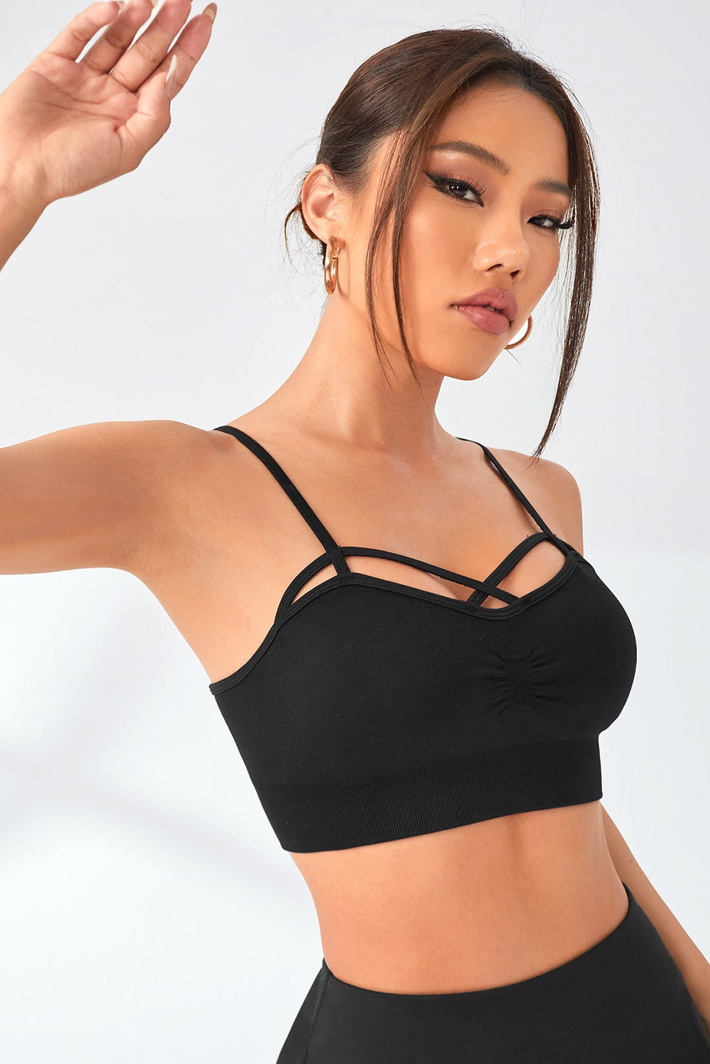 Black Caged Cami Active Crop Top
