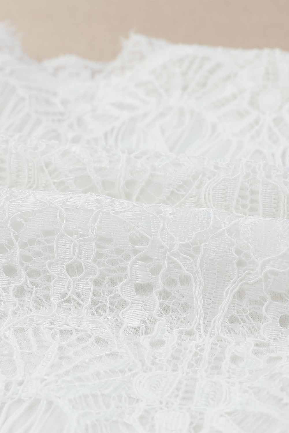 White Lace V Neck Wrap Long Sleeve Bodysuit