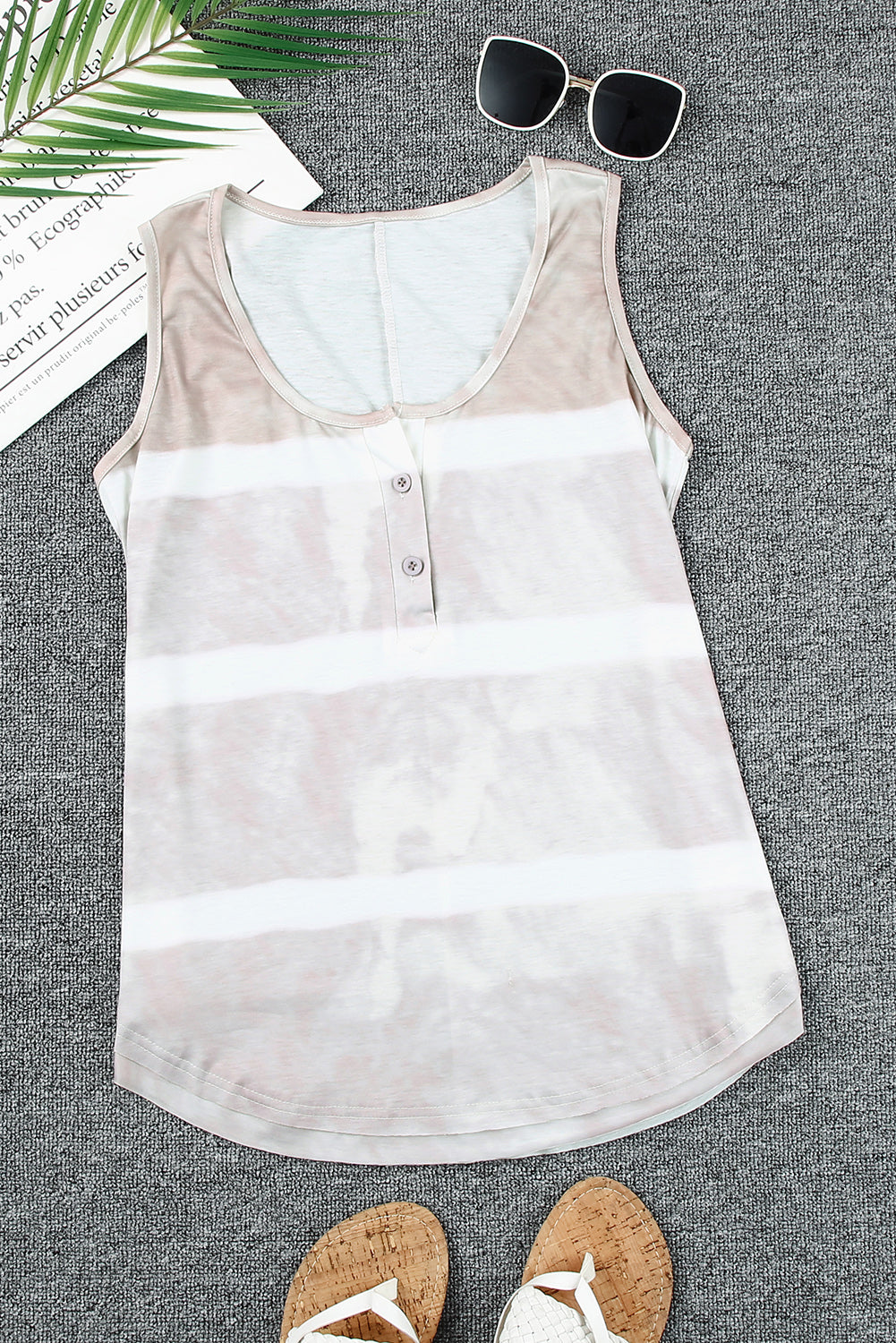 Apricot Tie-dye Print Tank Top