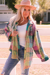 Multicolor Brushed Plaid Pocketed Oversize Shacket