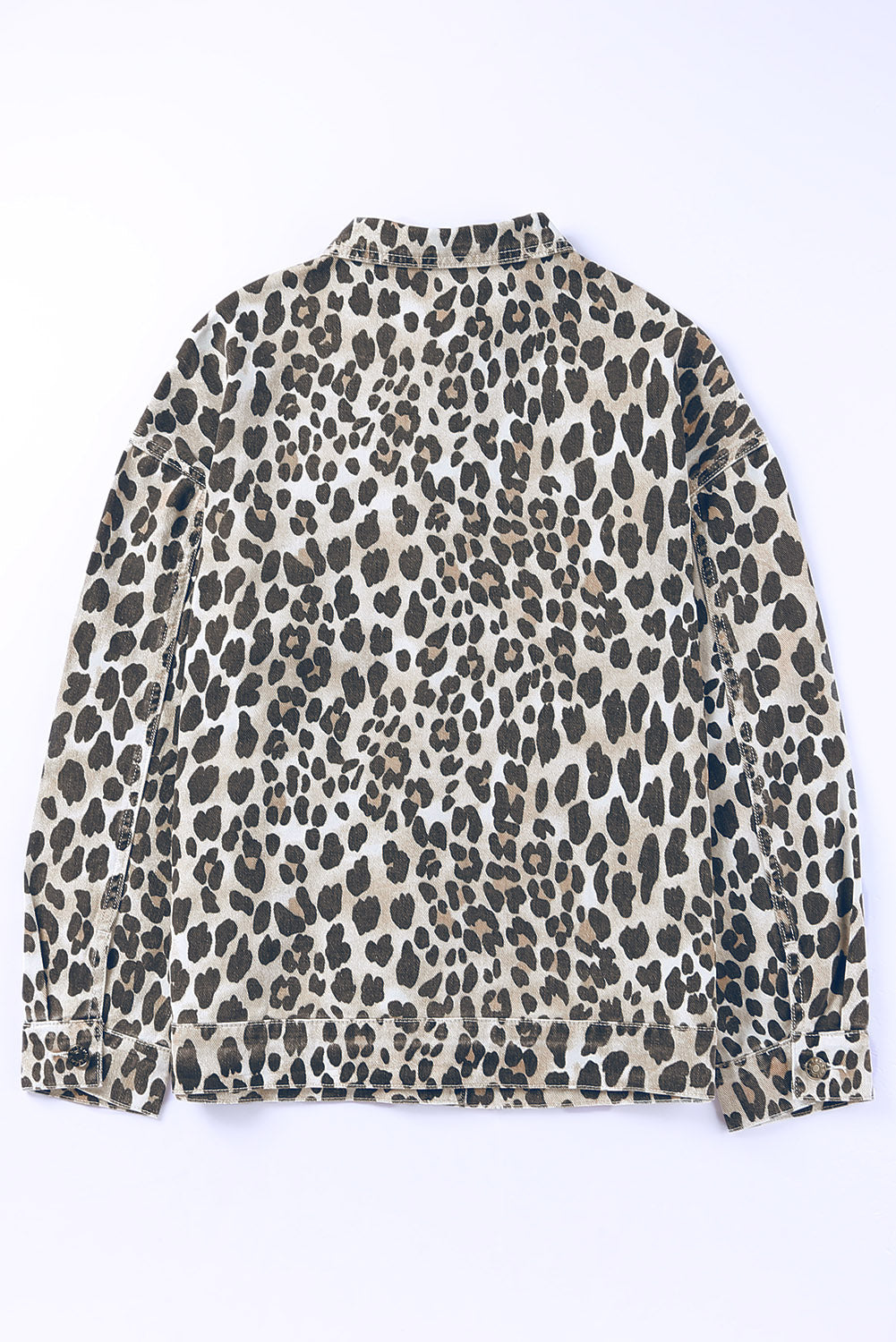 Leopard Print Button up Denim Jacket