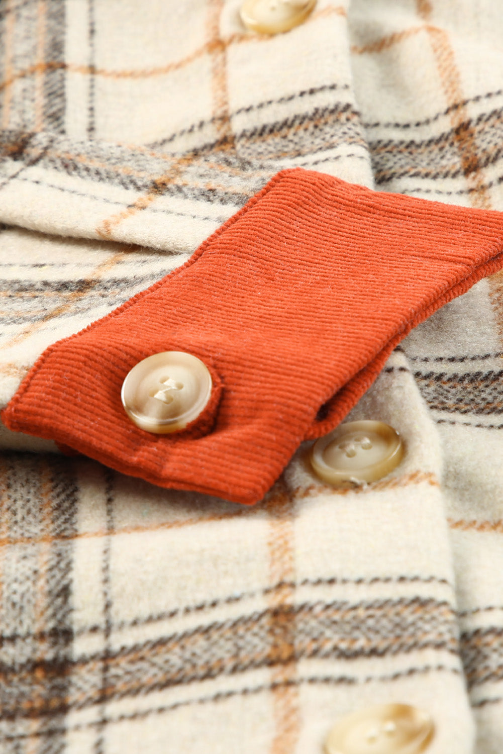Orange Contrast Corduroy Plaid Shacket