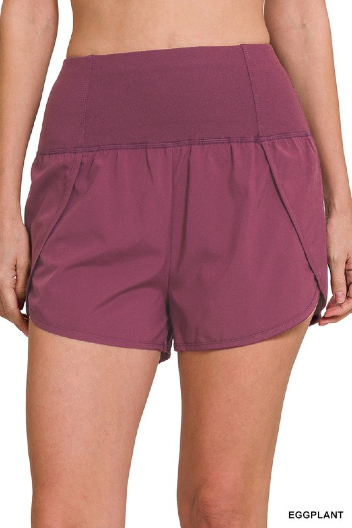 High Waisted Zippered Back Pocket Running Shorts