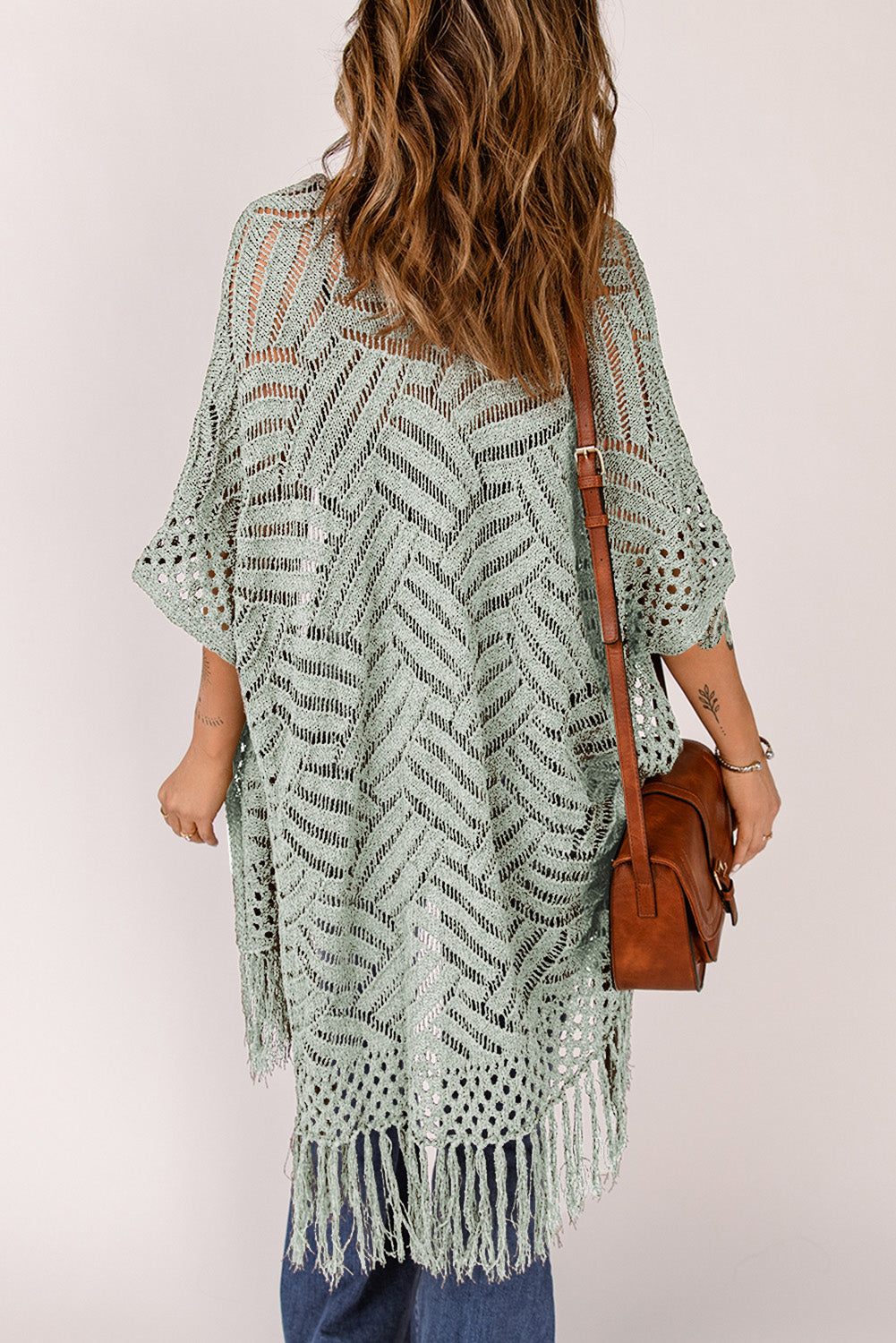 Black Loose Knitwear Kimono with Slits