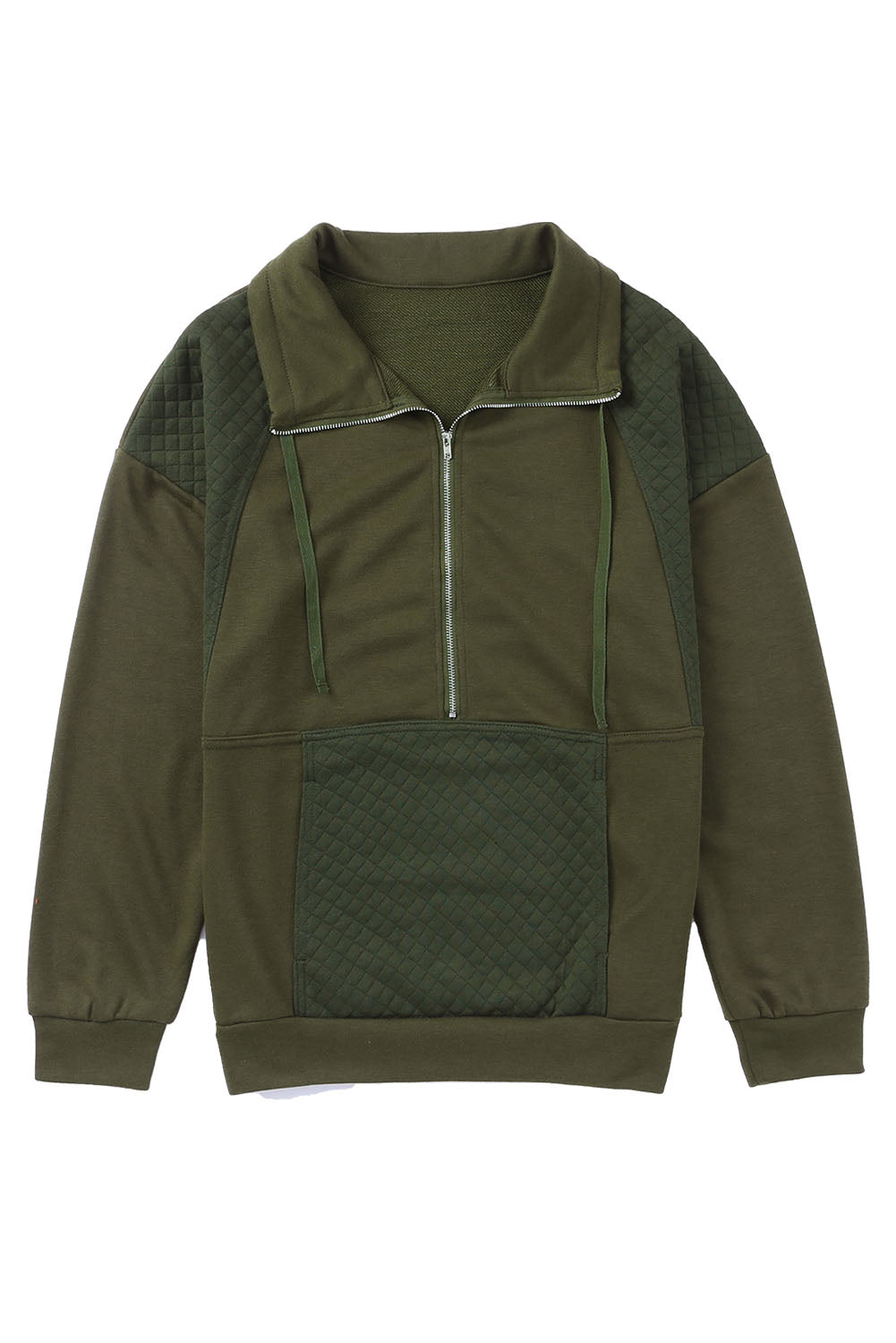 Quilted Patch Half Zipper Sweatshirt