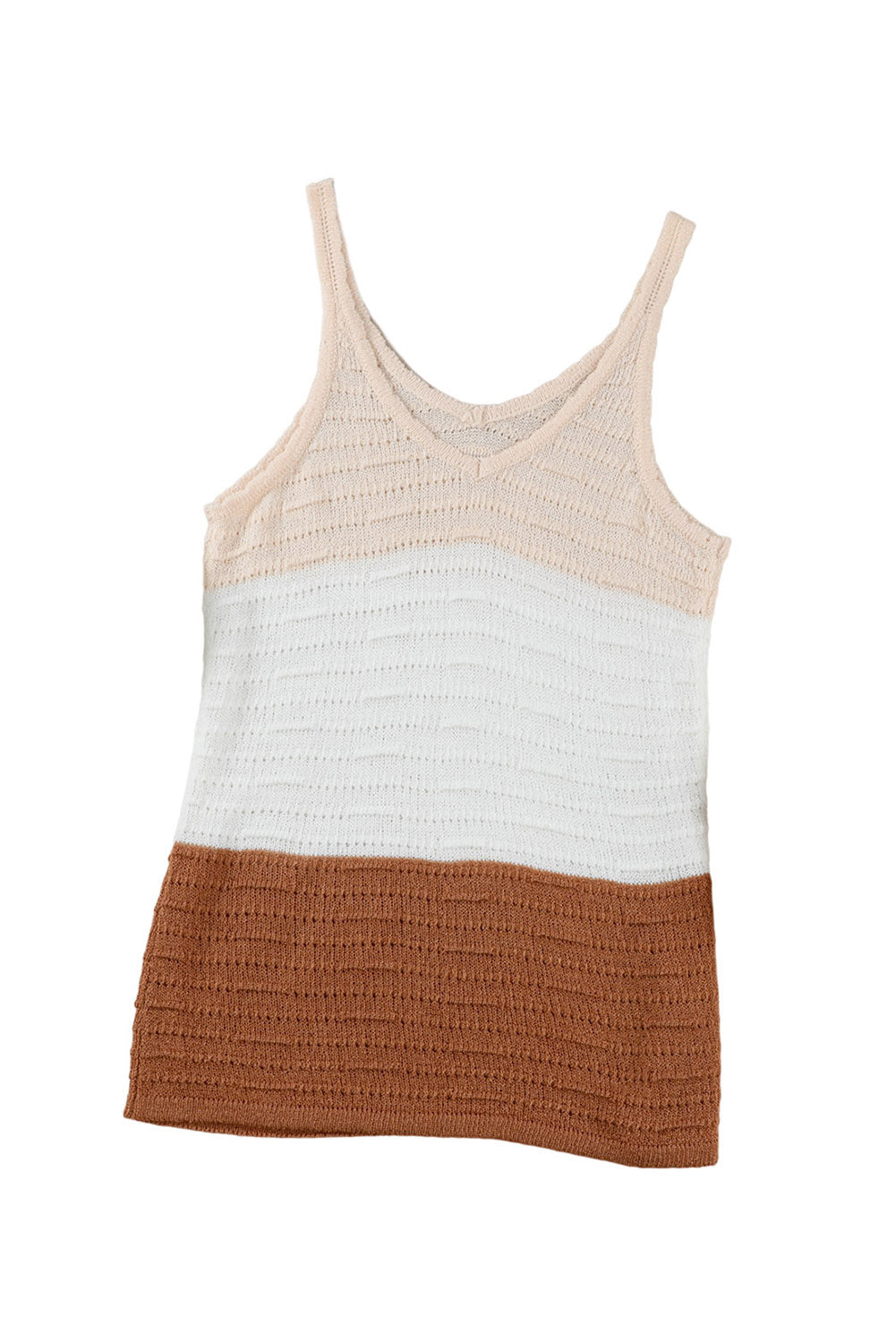 Khaki Striped Knit Color Block Tank Top