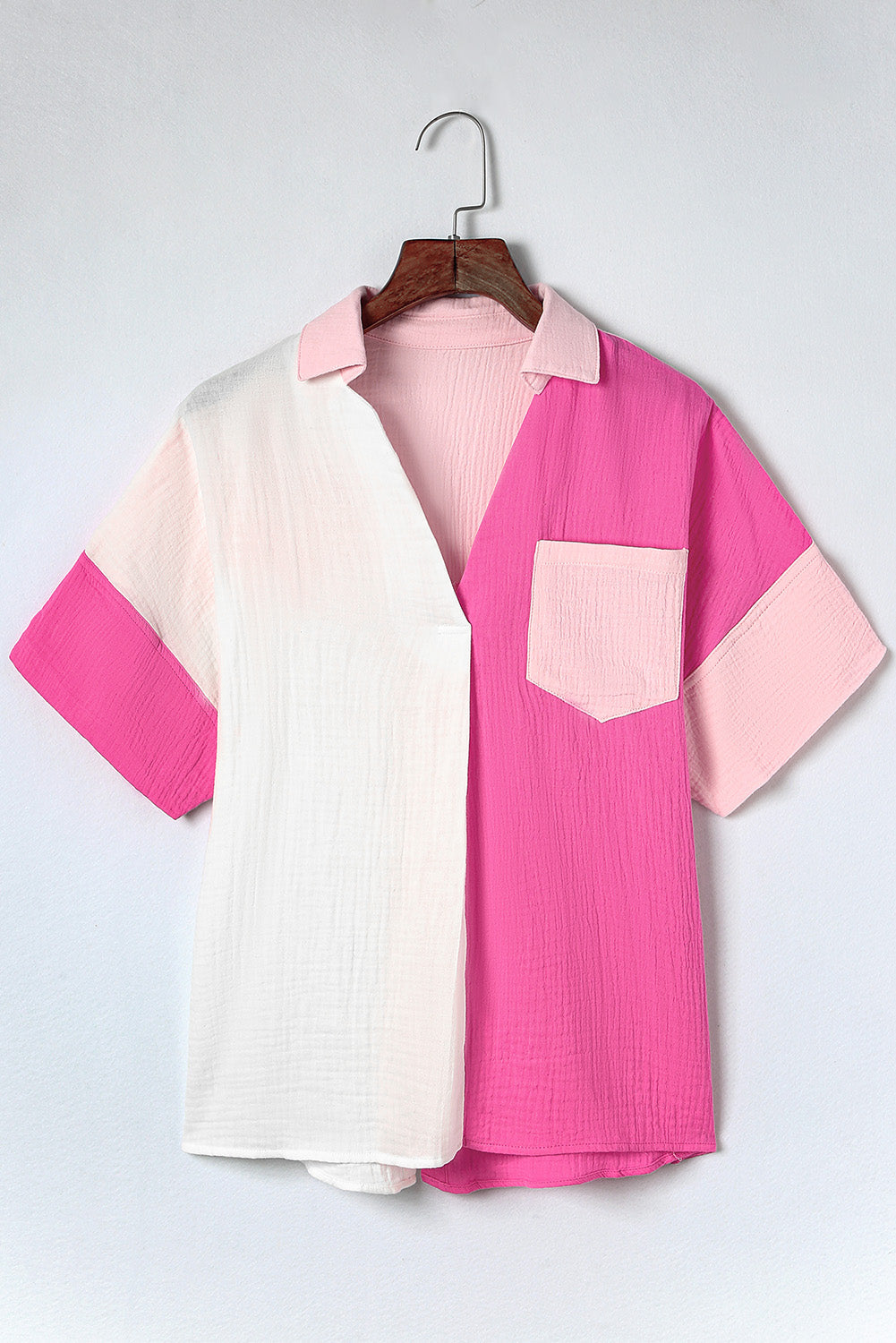 Rose Collared Neck Color Block Polo Shirt