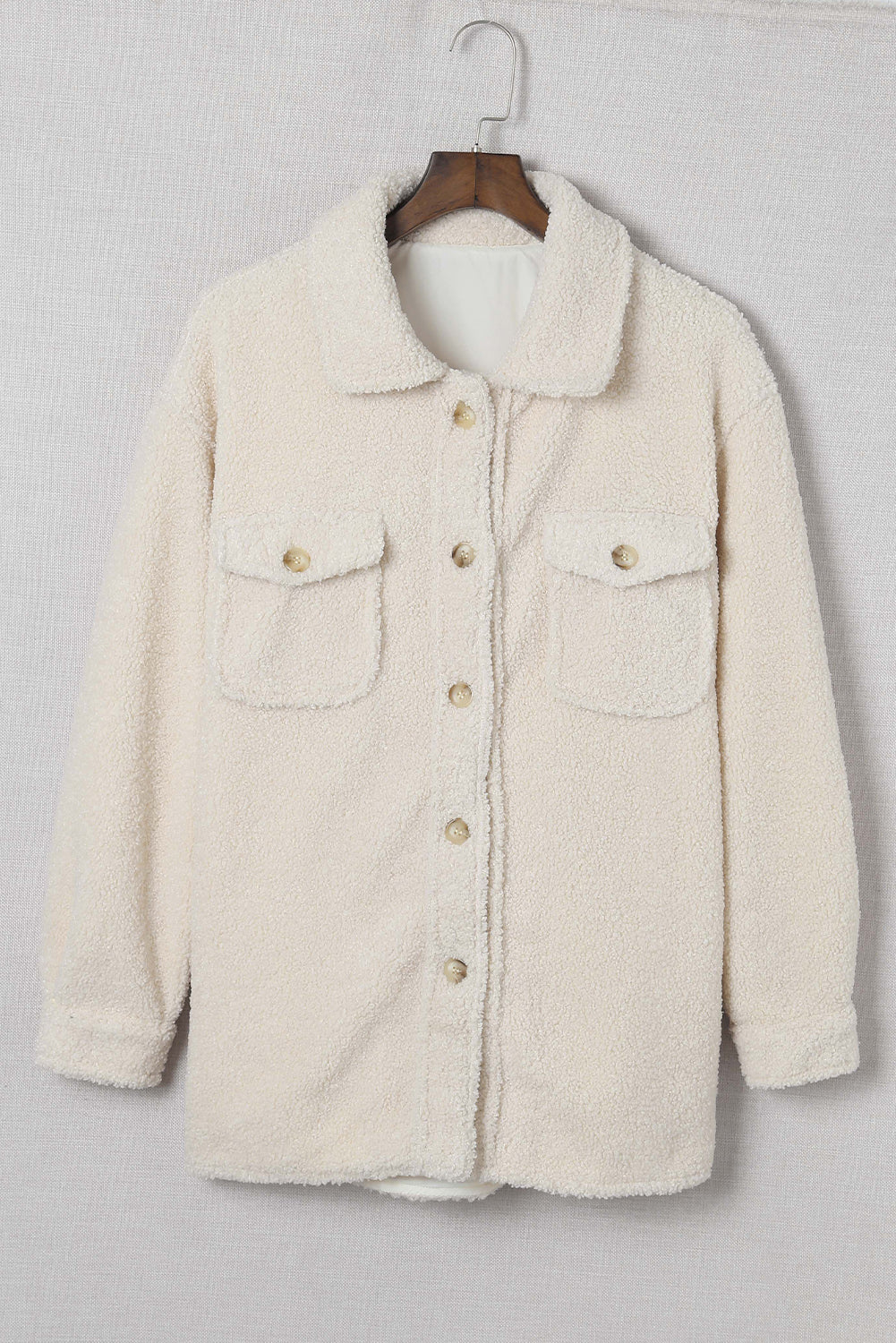 Brown Flap Pockets Button Front Jacket