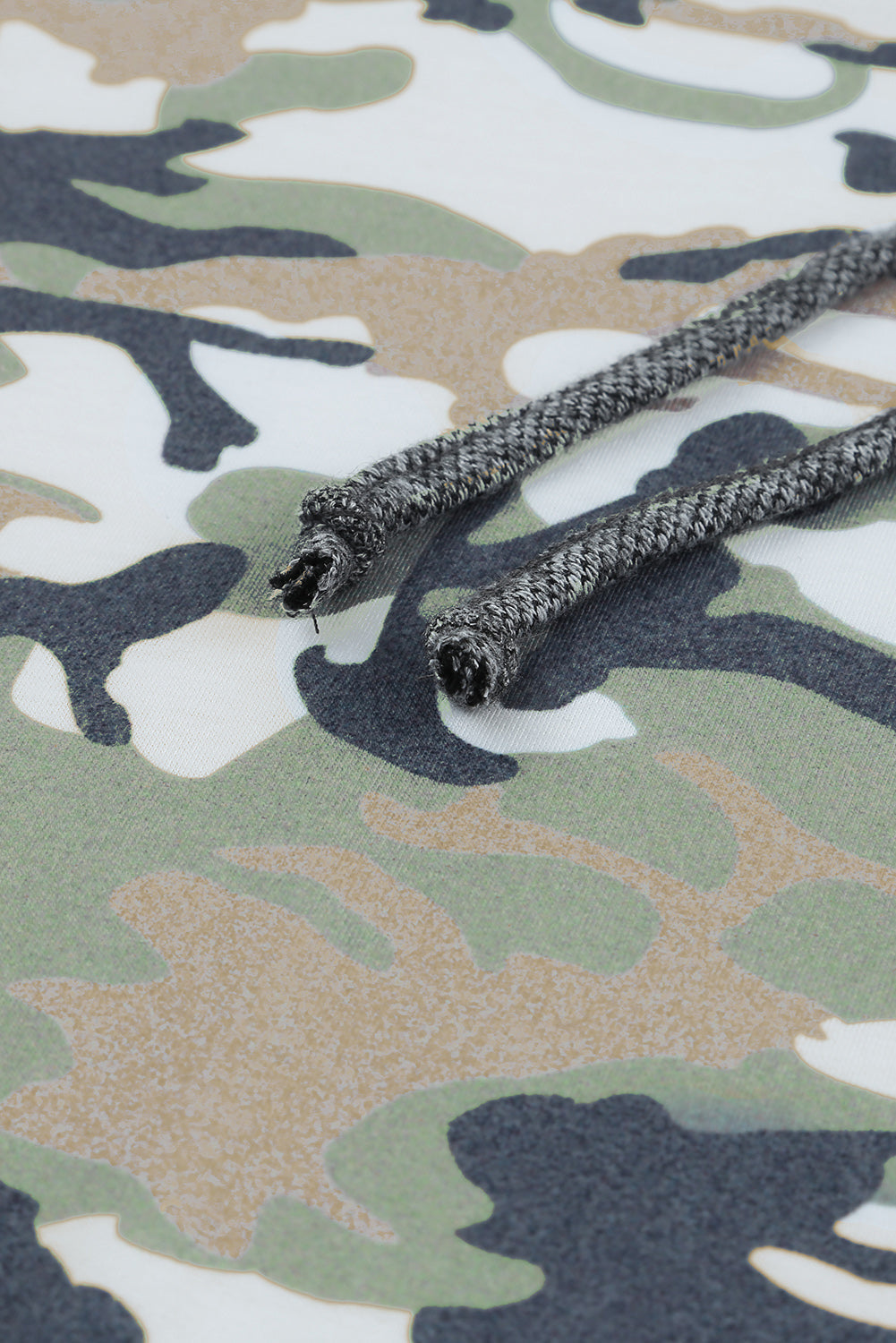Camouflage Sequins Back Drawstring Hoodie
