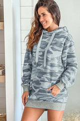 Light Gray Camo Oversized Hoodie Dress
