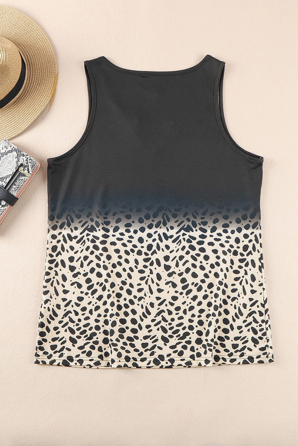 Black Gradient Leopard Lace V Neckline Tank Top