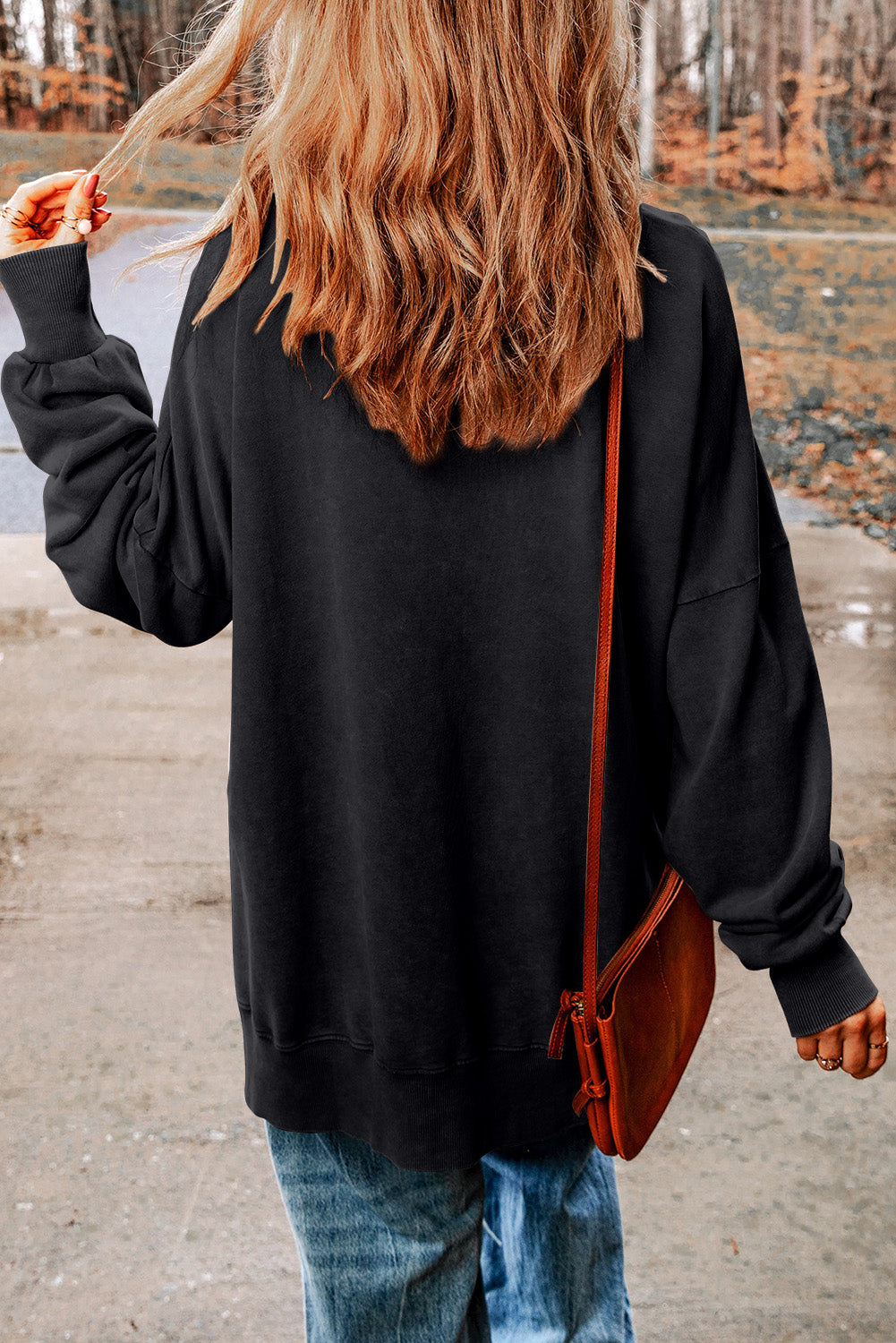 Khaki Drop Shoulder Ribbed Trim Oversized Sweatshirt