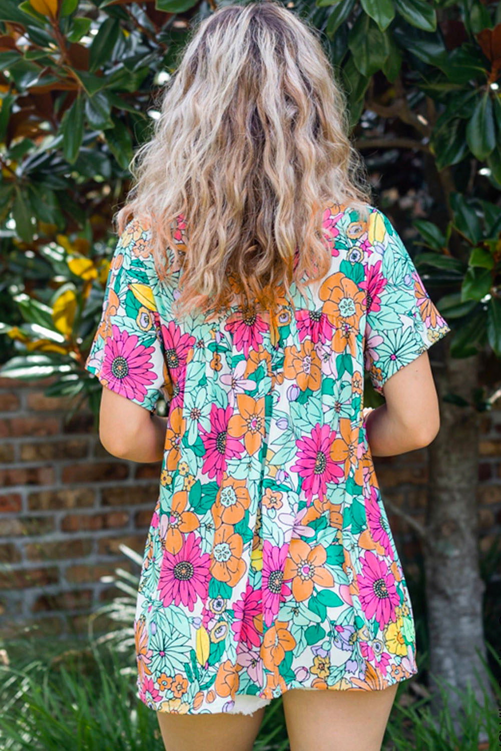 Multicolor Floral Print Smocked Tank Top