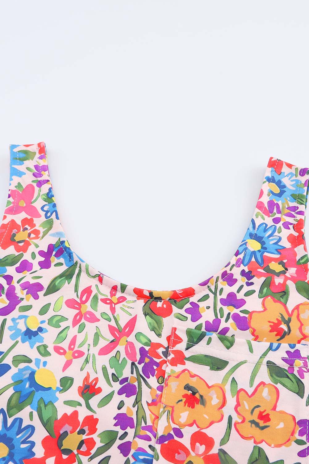 Multicolor Spaghetti Straps Knot Front Floral Tank Top