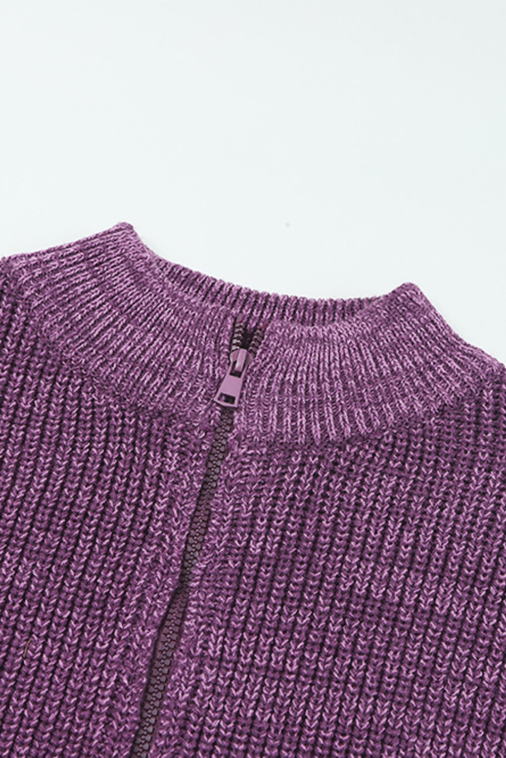Red Zipped Turtleneck Drop Shoulder Knit Sweater