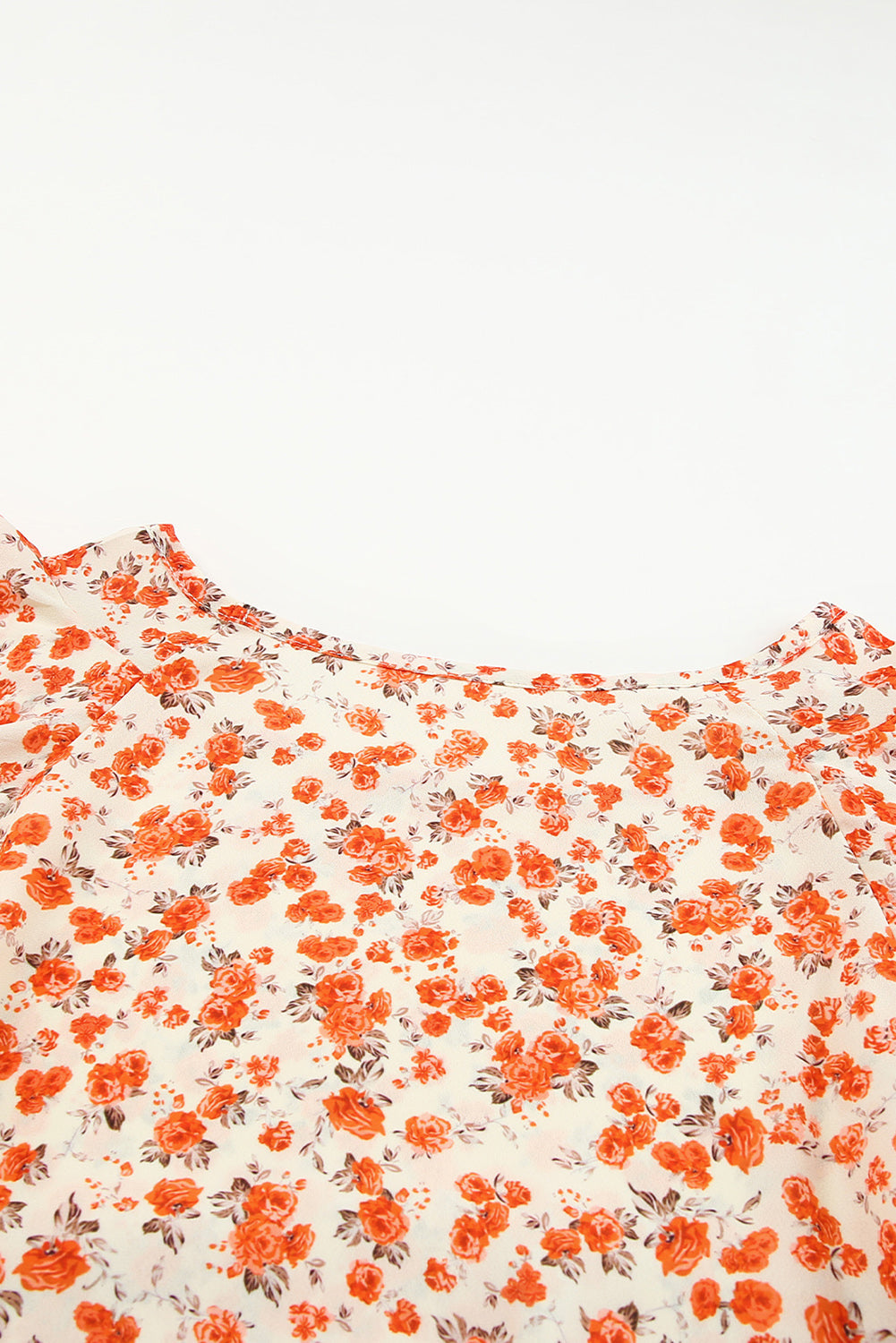 Orange Floral Tiered Flutter Sleeve Blouse