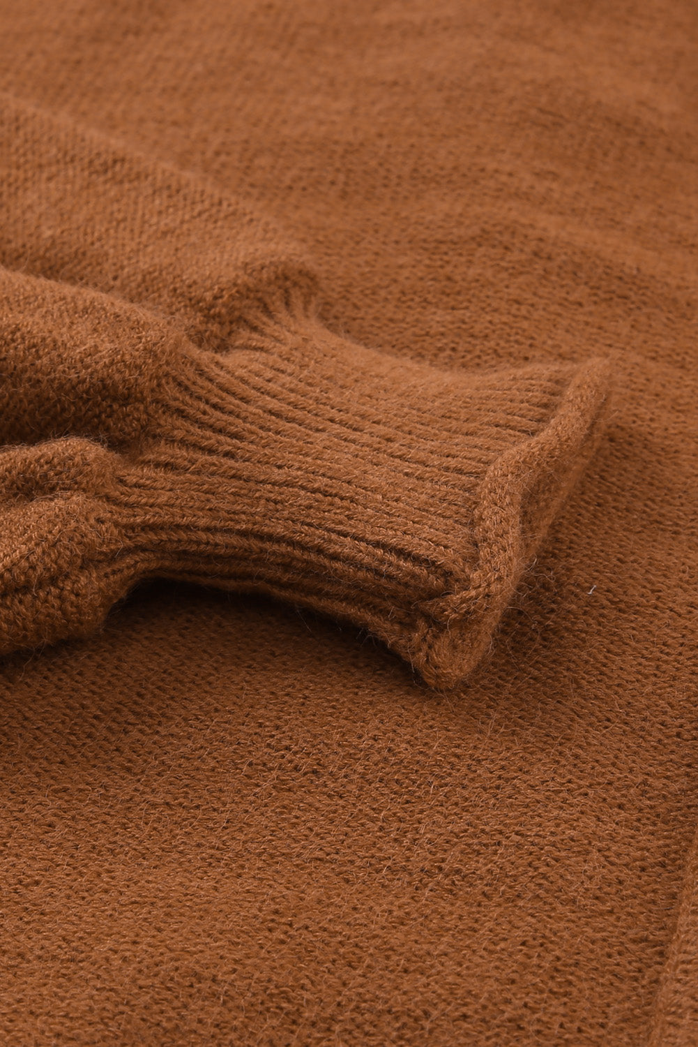 Reverse Seam Trim Puff Sleeve Plunging Cardigan