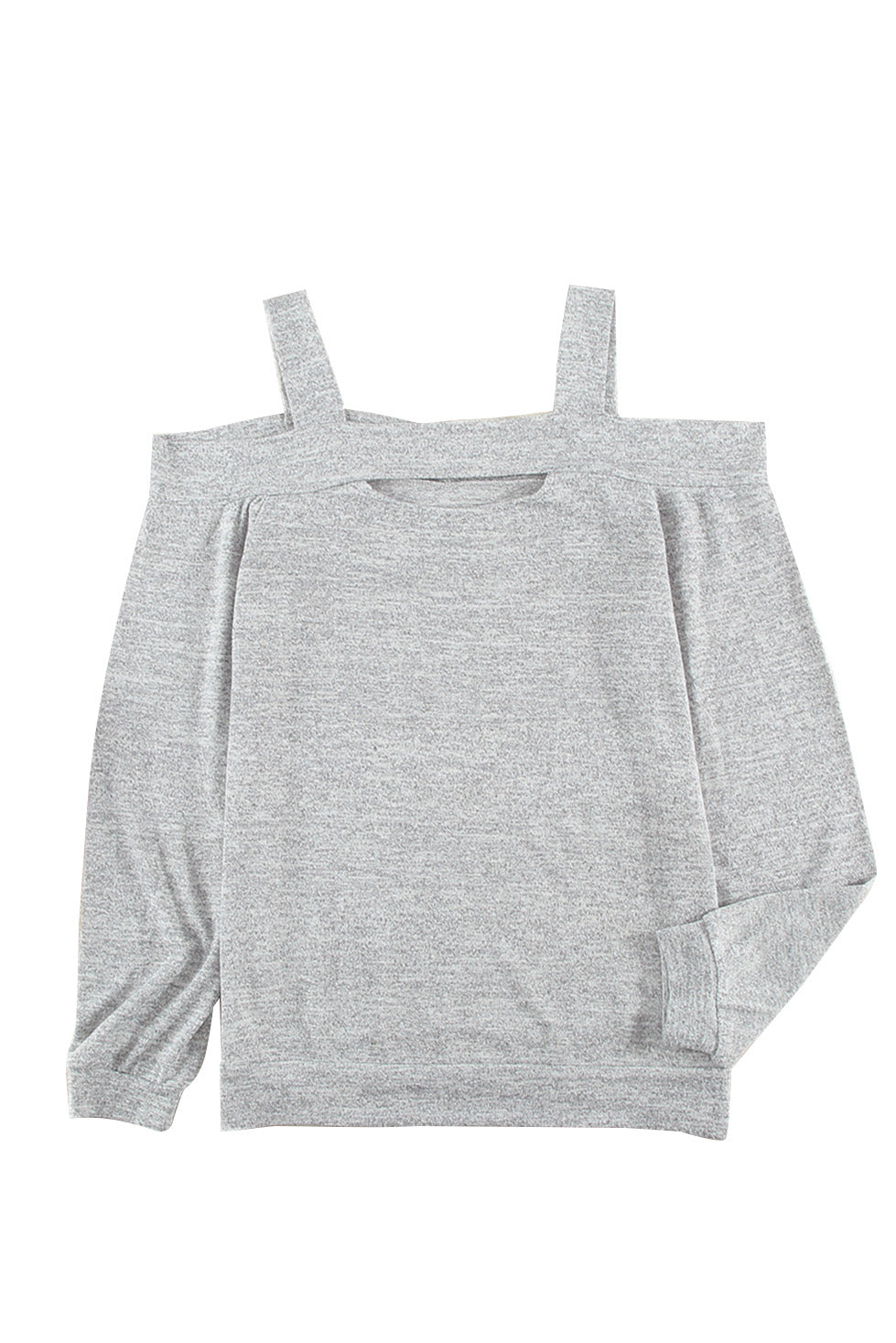 Grey Cold Shoulder Hollow-out Bust Knit Top