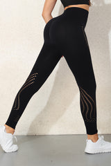 Black Hollow Out Seamless High Waist Yoga Pants