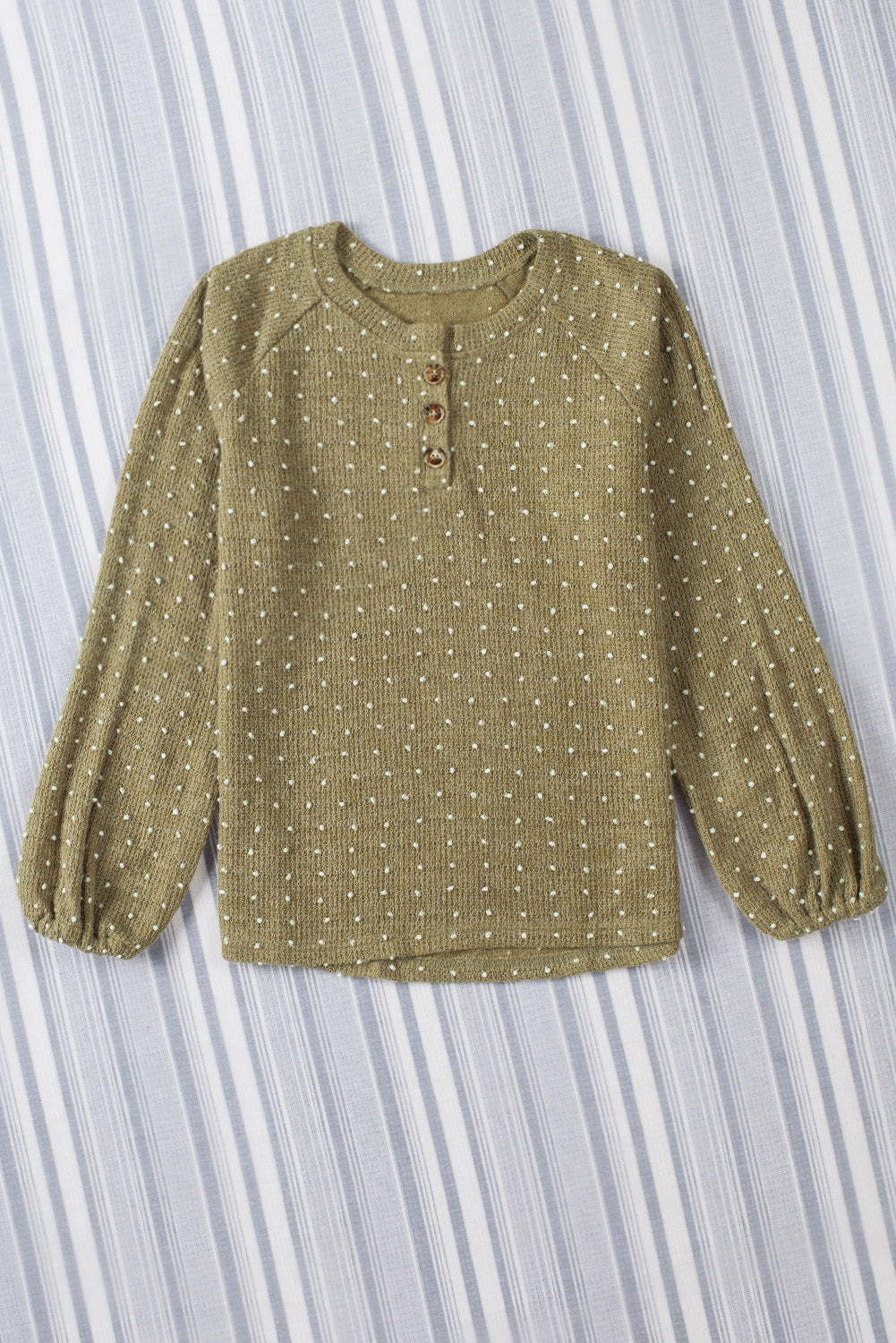 Apricot Swiss Dot Raglan Sleeves Knit Top