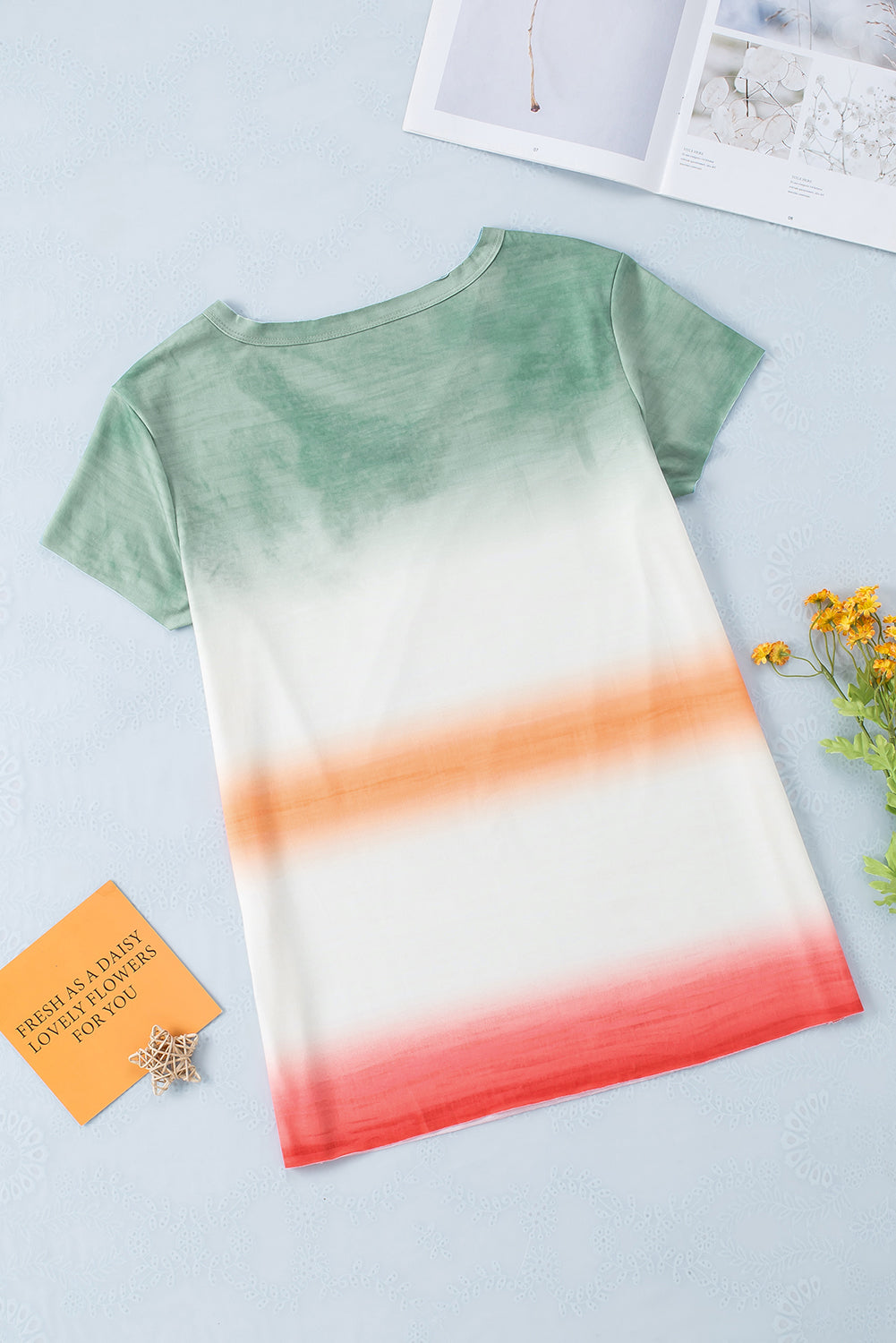 Multicolor Tie-dye V Neck T-shirt