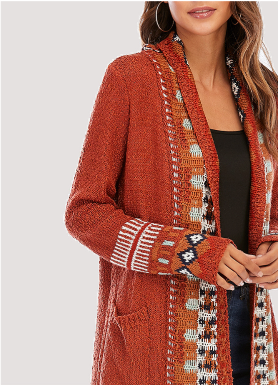 Spring Autumn New Retro Tassel Cardigan Coat Loose Long Sleeve Bohemian Knitted Sweater