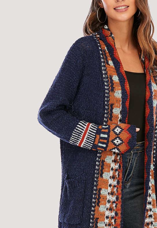 Spring Autumn New Retro Tassel Cardigan Coat Loose Long Sleeve Bohemian Knitted Sweater