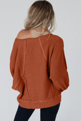 Gold Flame Exposed Seam Patchwork Dolman Sleeve Top