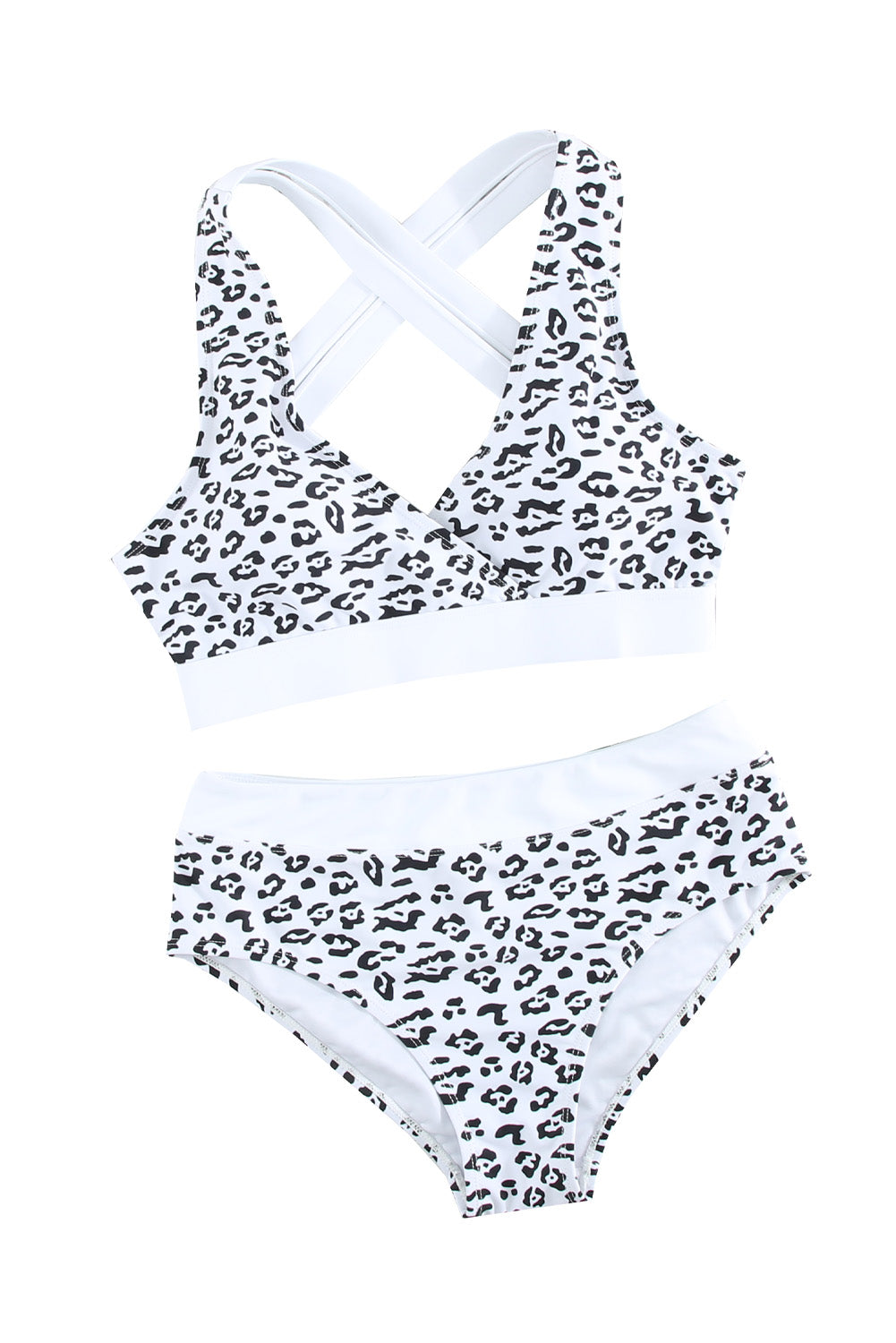 Leopard Print Criss Cross Back Bikini Set