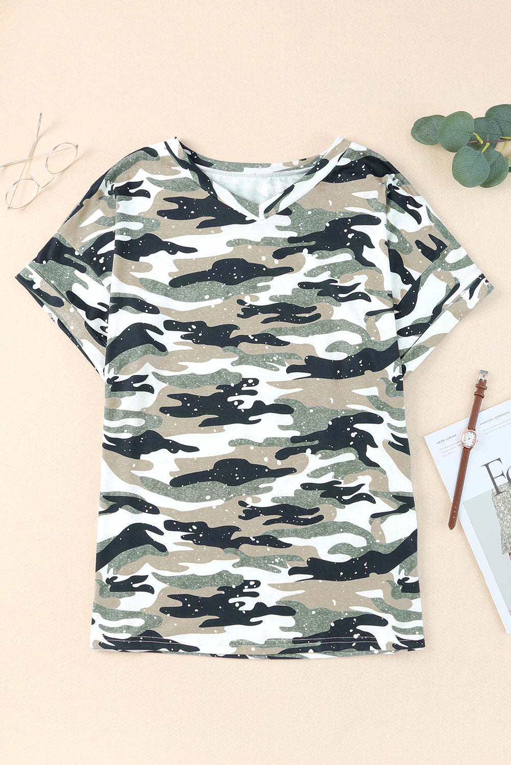 Green Bleach Splash Camo Short Sleeve T Shirt