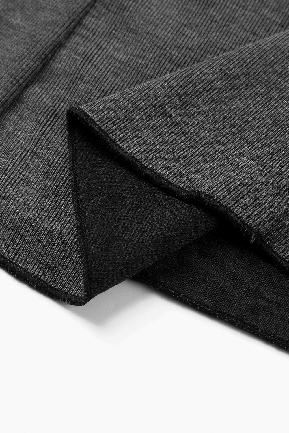 Black V Neck Buttons Ruched Long Sleeve Top