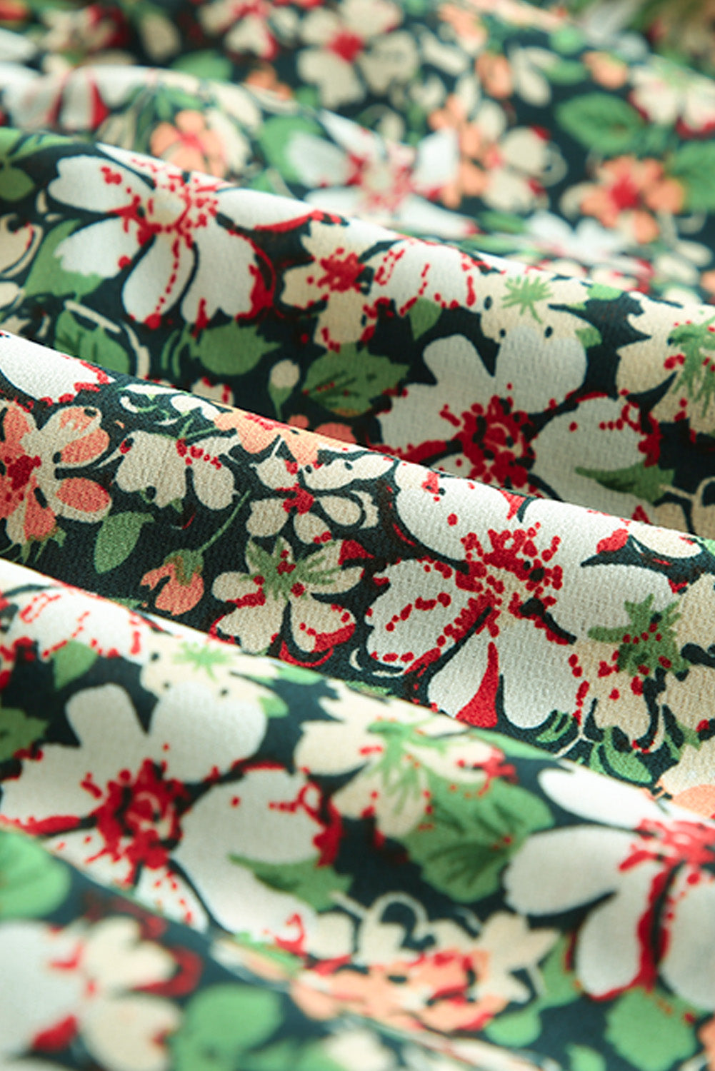 Green Square Neck Floral Plus Size Peplum Top