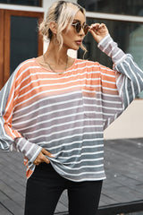 Stripe Gradient Chest Pocket Long Sleeve Top