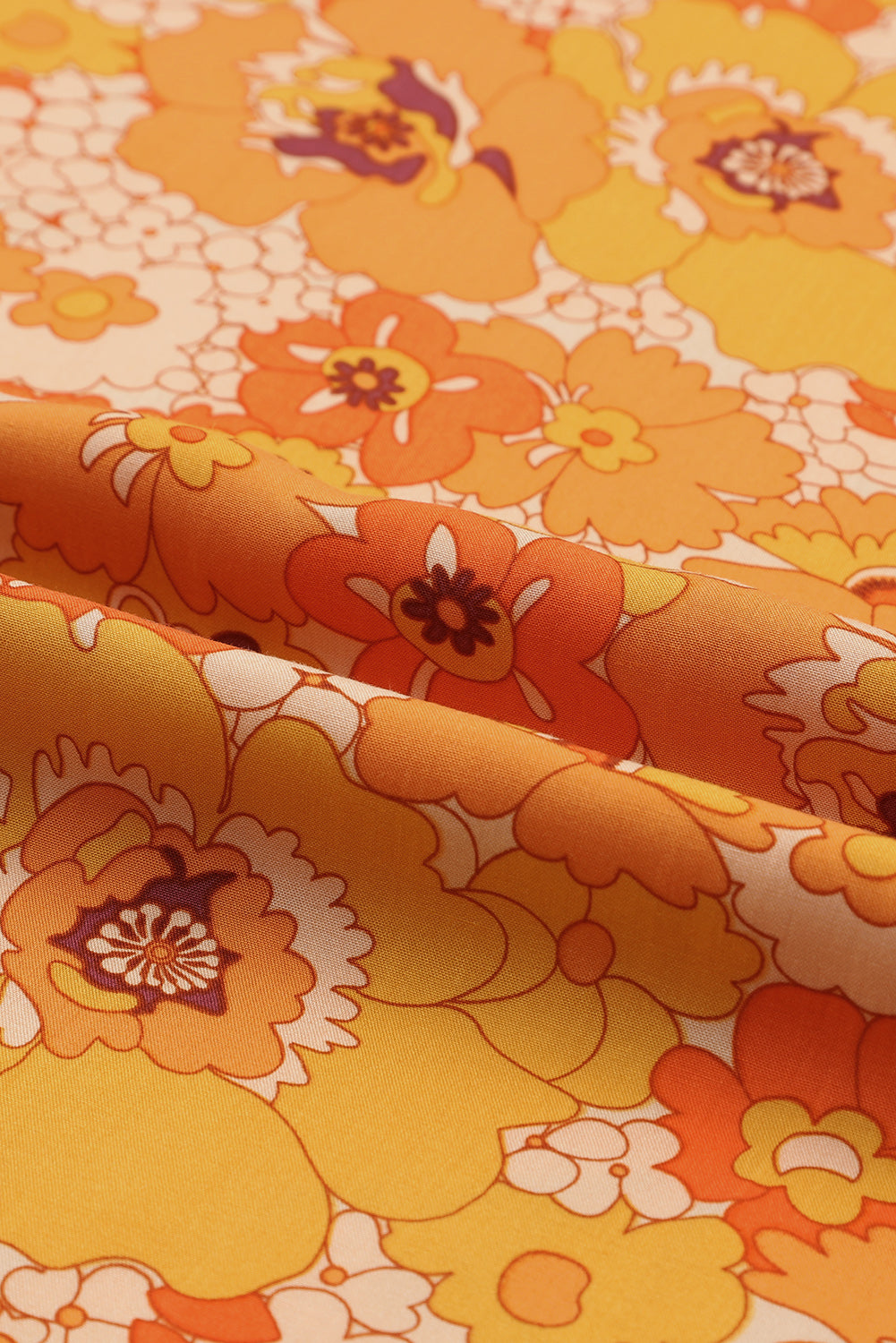 Yellow Puff Sleeve Floral Dress with Pompom Trim