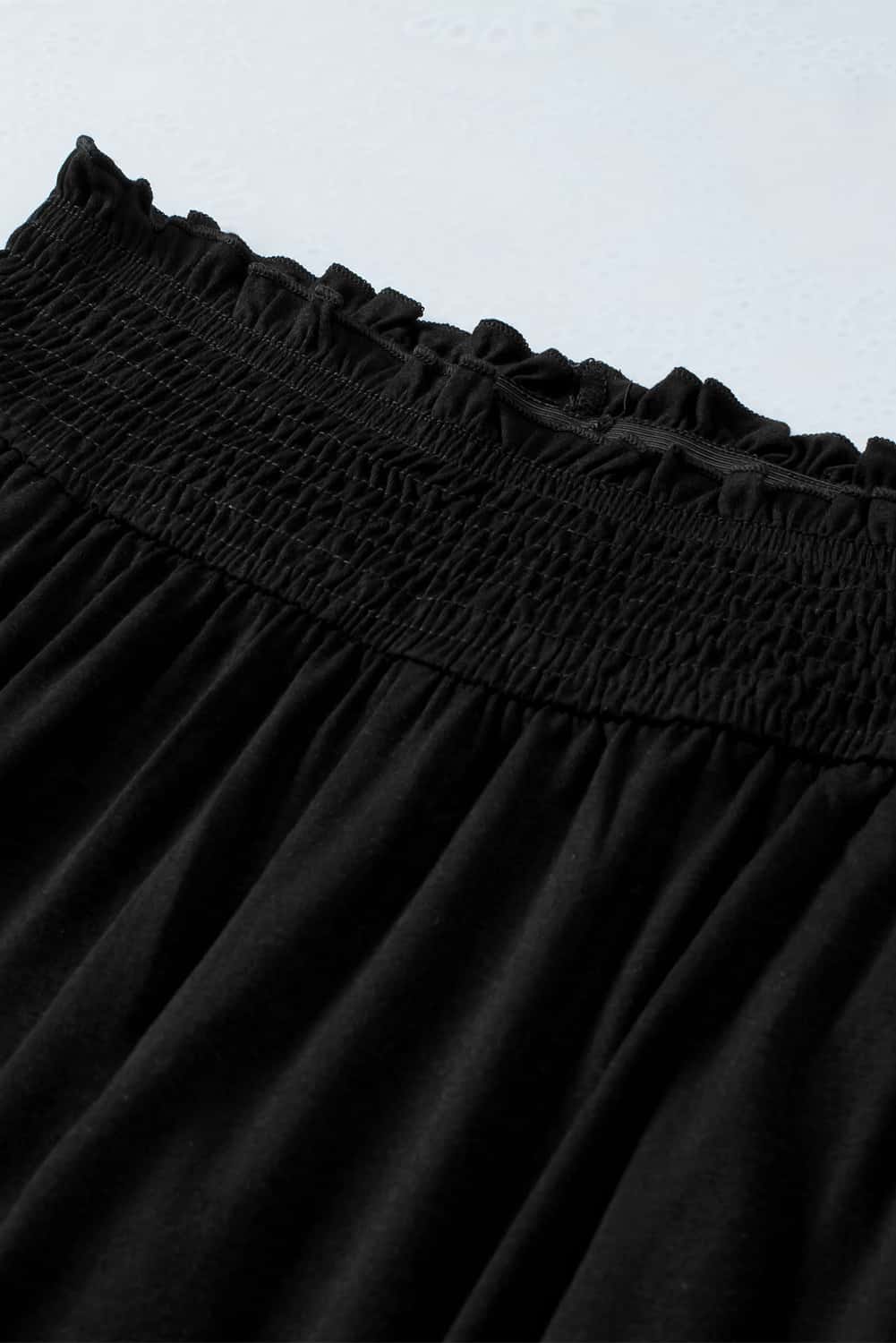 Black Smocked Tube Top and High Waist Pants Set