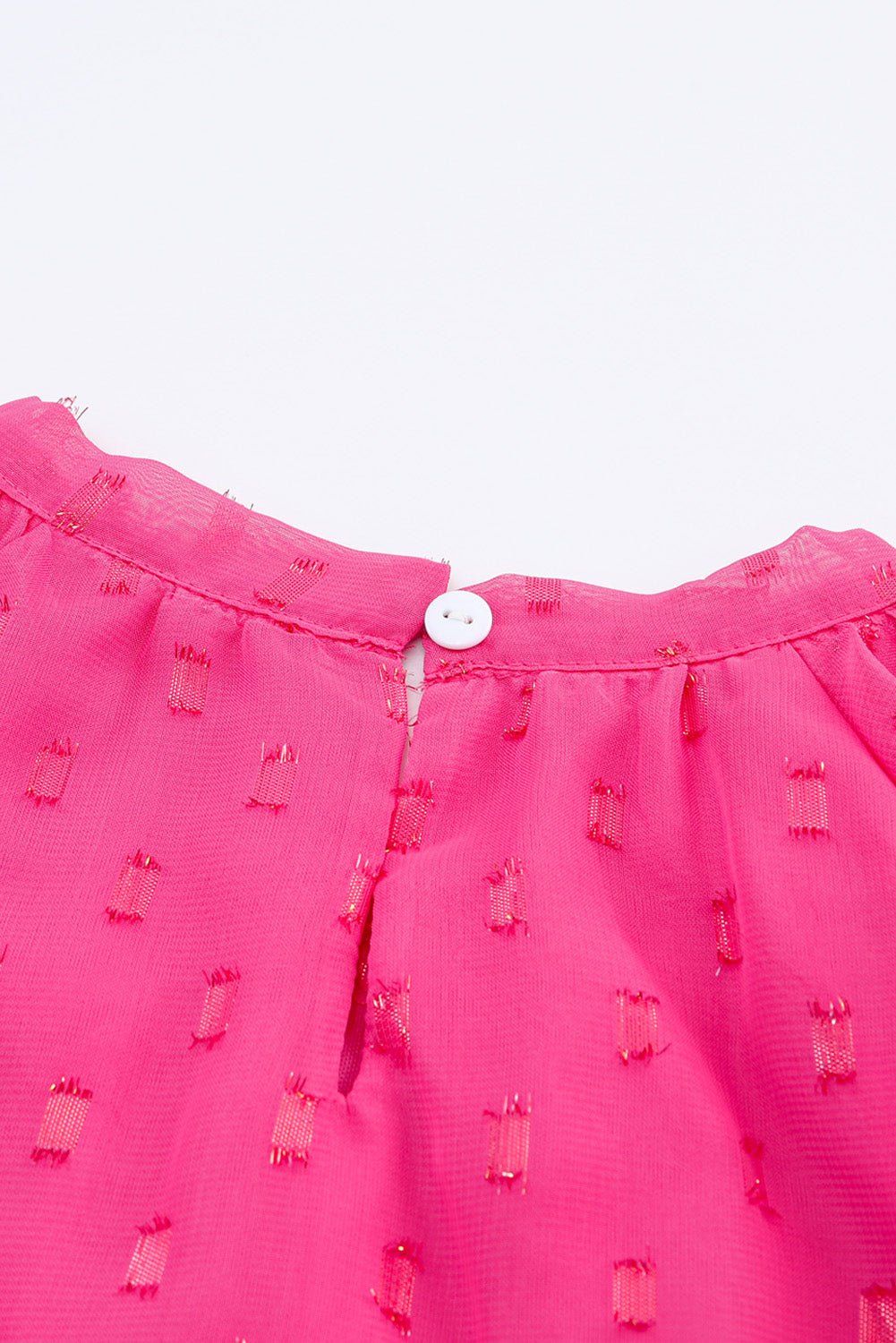 Rose Dotted Gold Stamp Tiered Ruffled Short Sleeve Top