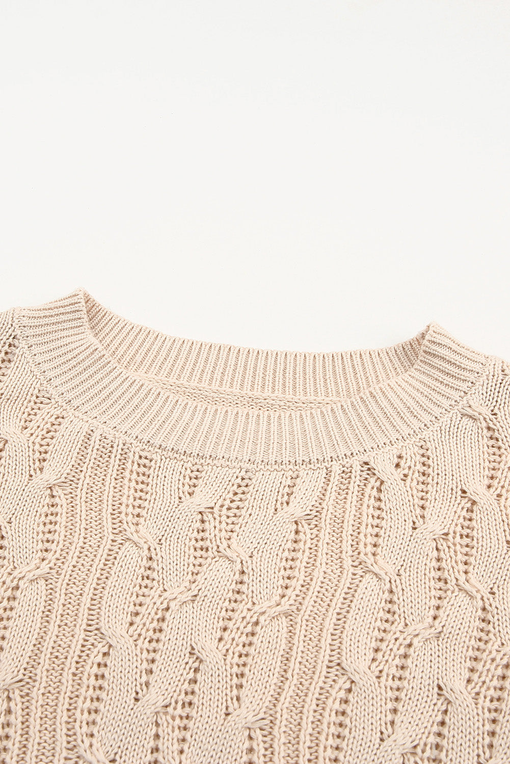 Green Frilled Shoulder Detail Cable Knit Sweater