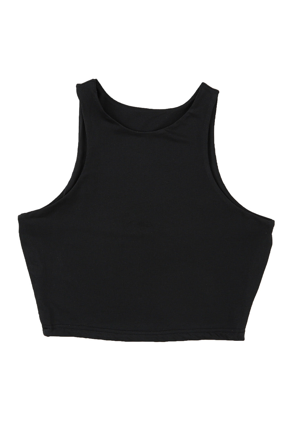 Black Crew Neck Cropped Tank Top