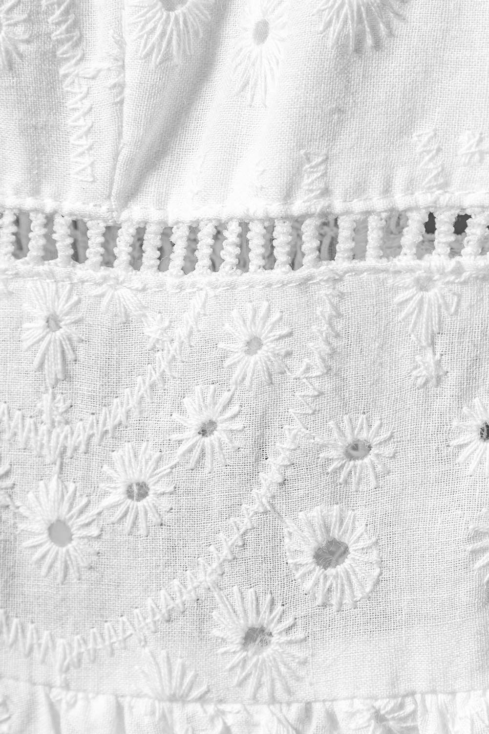 White Embroidered Spaghetti Straps Maxi Dress with Pearls