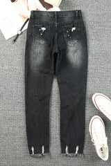 Black Ink Splash Distressed Skinny Jeans