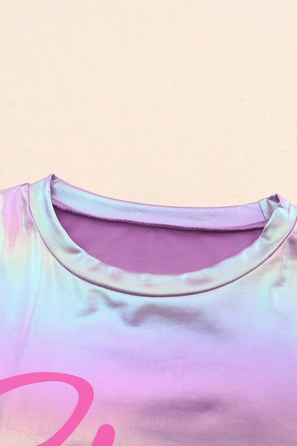 Purple Shiny Iridescent Stay Wild Graphic Oversized Tee