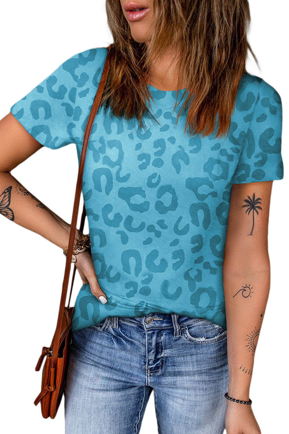 Leopard Animal Print Crew Neck T Shirt