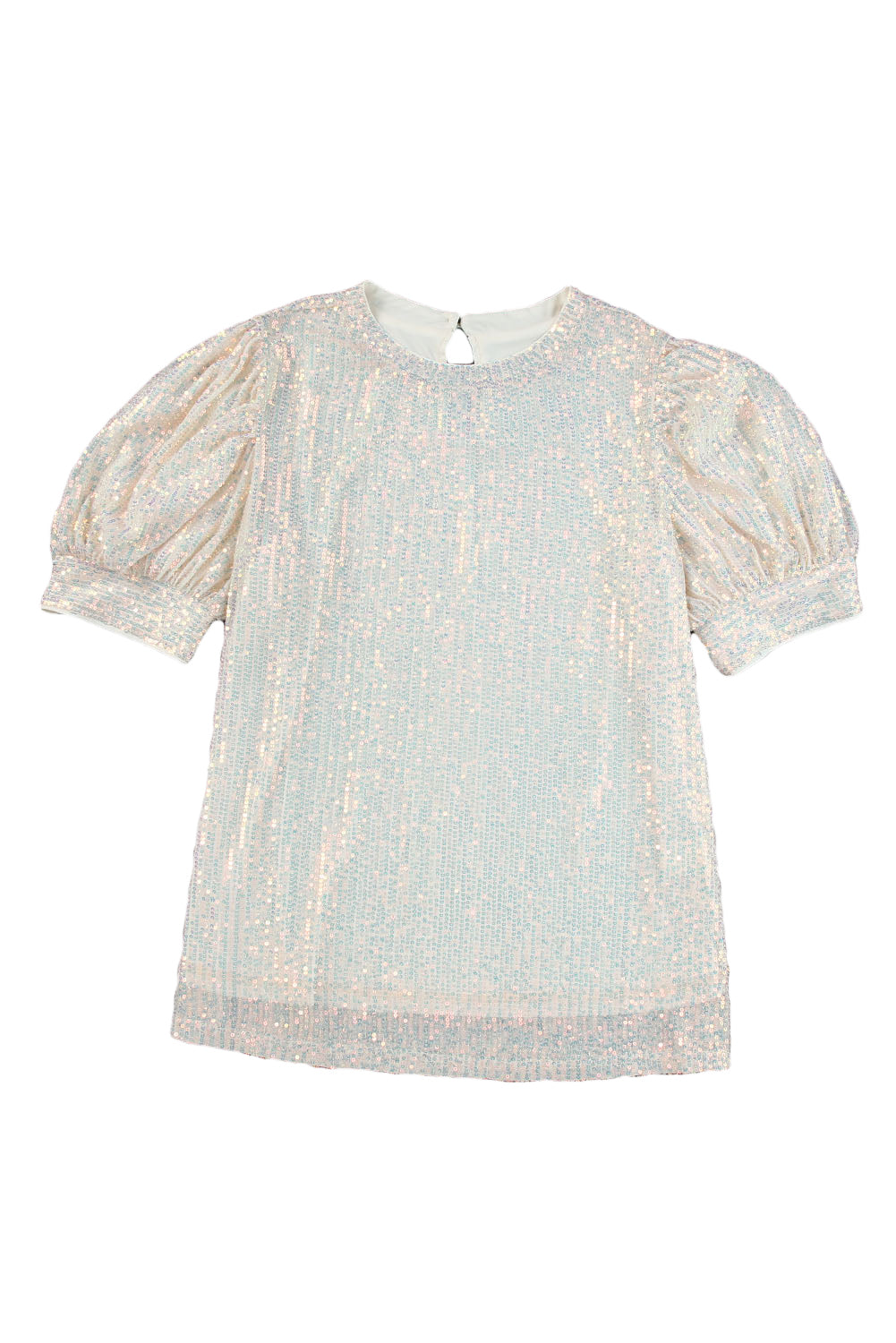 Apricot Sequin Puff Sleeve Top